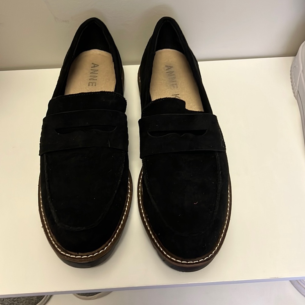 Anne Klein Black Suede Loafers